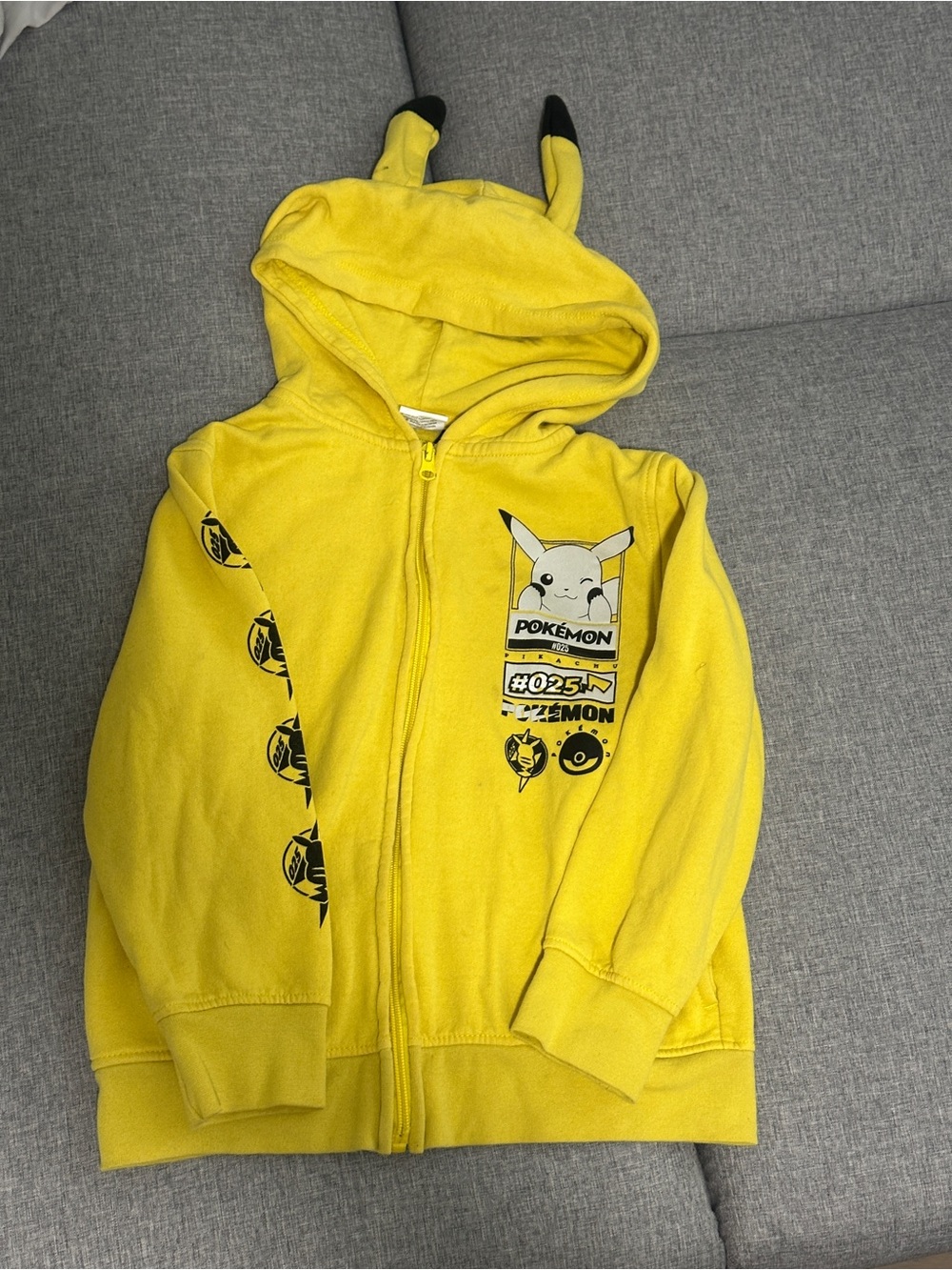 Pokemon Pikachu Yellow Kids Zip-Up Hoodie